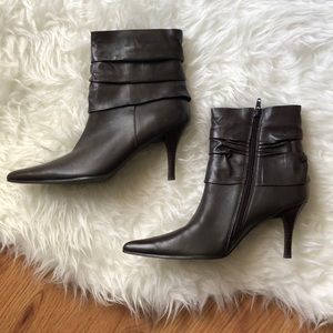 Dark Brown Heeled pointed toe booties